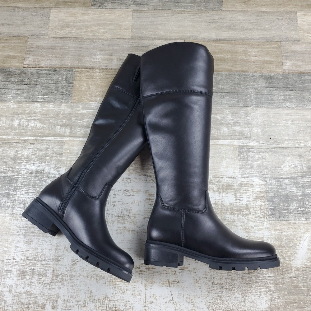 La Canadienne Savoury Womens Boots Sz 5 M Black Leather Side Zip Low Block Heel